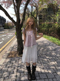 Horin Scarf Set Dot Ribbon Lace Blouse
