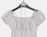 [Tie set] Hadel Corsage Layered Rib Shirring Puff T-shirt