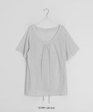 Soha U-neck Stripe Strap Short Sleeve Tee