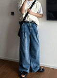 Roll-up wide washing denim