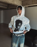 B-Pit Printed Snap Balloon Crop Hoodie