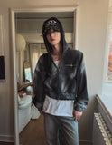 Overspray cropped hooded zip-up