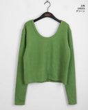 Off Shoulder Loose Fit Deep U Neck L/S T