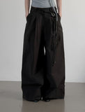 Teve Pintuck Wide Cotton Pants