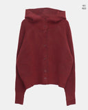 Sihan High Neck Angora Hooded Knit Cardigan