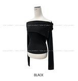 Ellie side button off-shoulder long sleeve