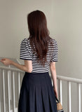 Romans Collar Color Matching Stripe Knit