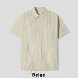 Elu stripe linen short sleeves shirt