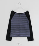 Shabanin Stripe Henley Neck Long Sleeve Tee