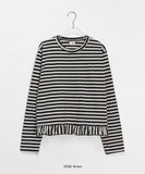 [BAONHAUS] Kenny Stripe Frill Long Sleeve Tee