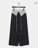 Newman color matching pintuck strap wide long pants
