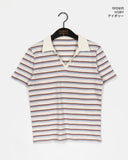Morphol Western Stripe PK Collar Short-Sleeved T-shirt