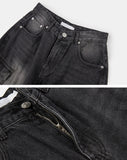 Multi cargo hem snap button heavy denim pants