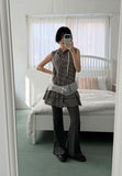 RIBBED BUTTON BOOTCUT PANTS