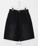 Shuming washed denim half pants