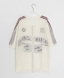 [Unisex] Wenders Punching Lettering Short Sleeve Knit Zip-Up
