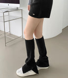 Rib Knit Slit Long Leg Warmer