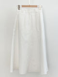 Tyne Cotton Two-Button Flare Long Skirt