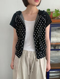 Shawly Dot Short Sleeve Hood Zip-Up