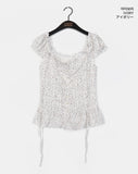 Badu Flower Strap Puff Short Sleeve Blouse