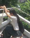 Daming Check Chiffon String Layered Long Skirt