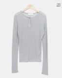 Tenre Layered Tencel Button Long Sleeve T-shirt