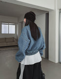 Kanto incision denim two-way quilted flight jumper