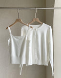 Peer Knit Sleeveless Cardigan Set