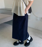 Retyu banding button cotton long skirt