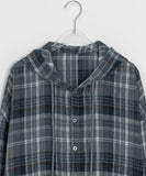 Hyukenli Check Over Hood Long Sleeve Shirt