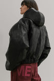 hooded leather blouson
