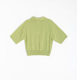 Tadol Bookle Collar Crop Short Sleeve Knit