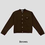 Move Line Shoulder Pocket Crop Cardigan