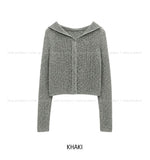 Louve Slub Knit Hooded Cardigan