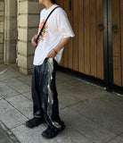 Metallic Side Zipper Pants