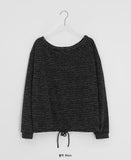 Karan Off-Shoulder Strap Stripe Long Sleeve Tee