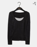 Burku Lace Strap Angora Long Sleeve T-Shirt
