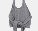 [Brushed Lining] Durin halter neck wrap layered sleeveless