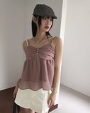 [MADE] Ferran chiffon shirring button sleeveless blouse