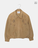 Cyan Suede Punching Collar Pocket Jacket