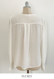 Lillian Pintuck Sleeve Chiffon Tie Blouse