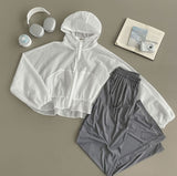 See-through High-Neck Lovely Frill Crop Summer Windbreaker