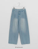 Oshri Pintuck Washing Denim Wide Pants
