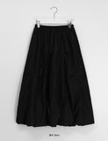 Kaa Balloon Pintuck Nylon Long Skirt