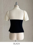 Rosven color matching collar short sleeve knit
