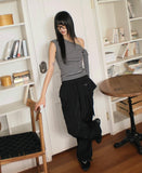 Corrit Keyring Nylon Layered Nylon Two-Way Banding Wide Long Pants