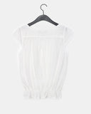 Punning Smoke Banding Pintuck Lace Short Sleeve Blouse