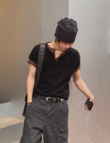 Kato Henley Neck Slub Short Sleeve T-shirt