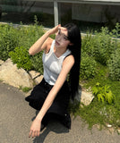 Metallic Ribbed Sleeveless