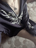 wing tatto y2k Knit Hooded zip-up